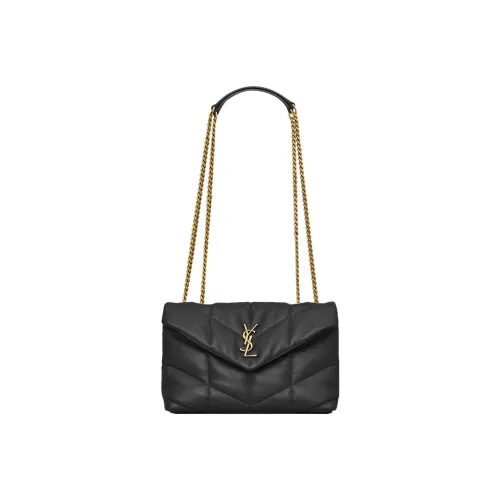 SAINT LAURENT Puffer Овечья кожа Портативная Сумка через плечо Сумка на плечо Мини Женская Черная