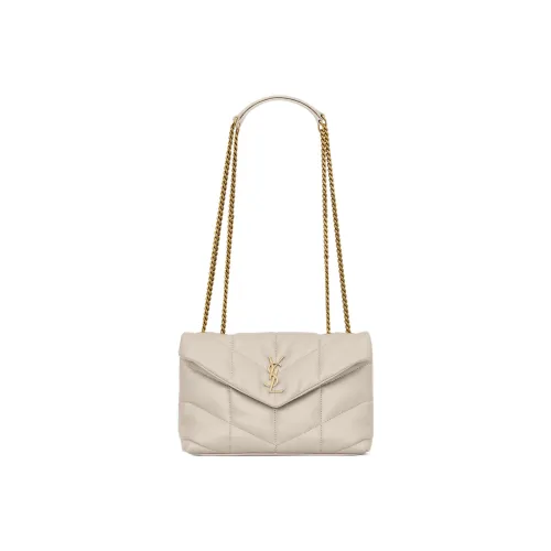 SAINT LAURENT Puffer Овечья шкура Портативная Сумка через плечо Сумка на плечо Женская Белая