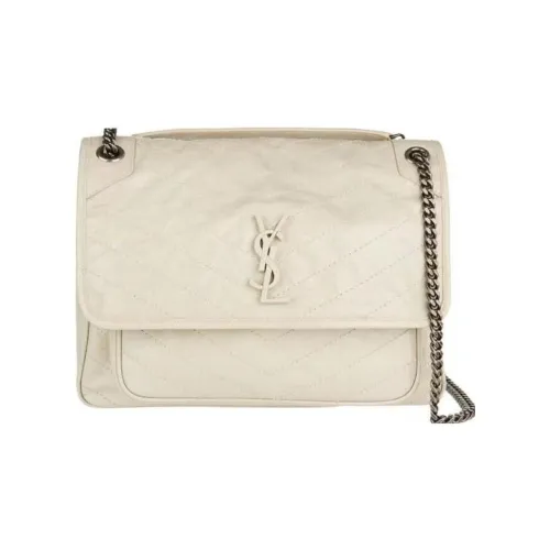 SAINT LAURENT Niki Телячья кожа Сумка-хобо Сумка через плечо Сумка на плечо Женская Белая