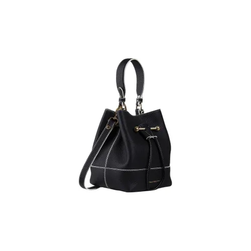 Strathberry Коровья кожа Ведрообразная сумка Портативная сумка через плечо Женская черная сумка через плечо