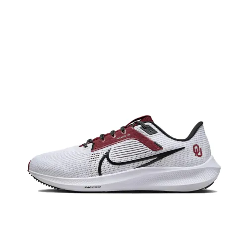 Nike Air Zoom Pegasus 40 Slip-resistant Abrasion-resistant Low-top Беговые кроссовки Мужские Silver Red