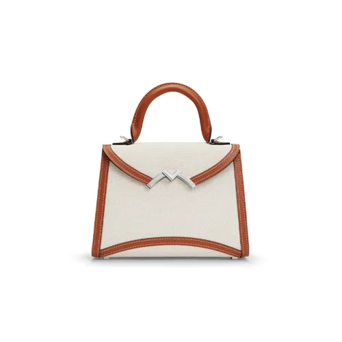 Moynat Хлопок и Лен Смесь Холст Одно Плечо Через Плечо Холст Сумка Сумка Маленькая Женская Бежевая Коричневая