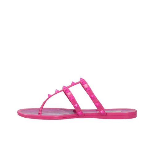 Valentino Rockstud Резина Подошва Шлепанцы Женские Фуксия