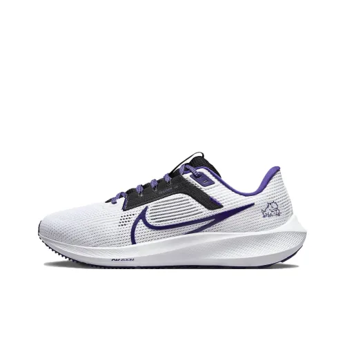 Nike Air Zoom Pegasus 40 Slip Устойчивый к истиранию Низкий Топ Тренировочные Беговые кроссовки Мужские Белый Фиолетовый