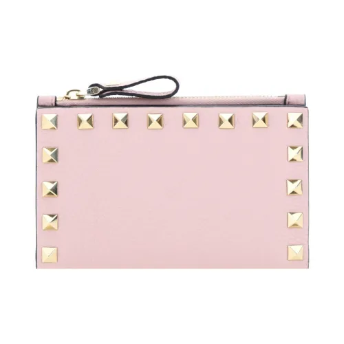 Valentino Rockstud Телячья кожа Монетница держатель для карт Женский Розовый
