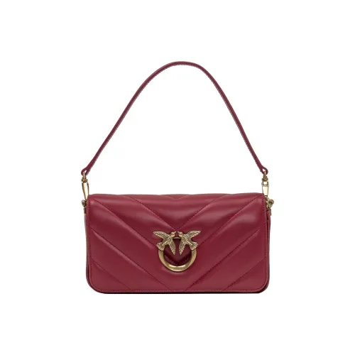 PINKO с коровьей кожей и козьей кожей сумка-багет сумка через плечо женская темно-красная