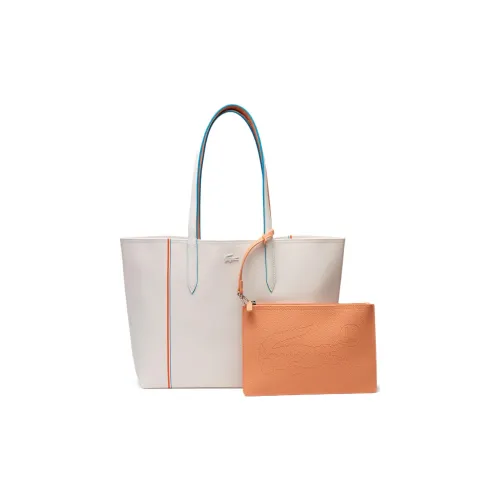 LACOSTE Поливинилхлорид Комбинированная Сумка Тоут Сумка Сумка для покупок Сумка на плечо Сумка Большая Женская Бежевая