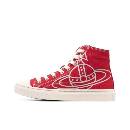Vivienne Westwood Canvas Shoes MID Top Red Beige Women's