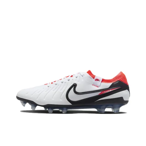 Nike Tiempo Legend 10 FG Твердый Грунт Естественная Трава Футбольные Бутсы Унисекс Белый Красный Черный