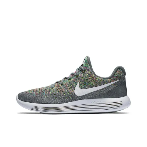 Nike LunarEpic Flyknit 2 Slip-Resistant Низкий Топ Беговые кроссовки Мужские Серый Зеленый