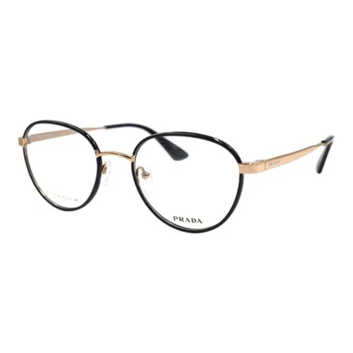 PRADA Чистый титан Круглые оправы для очков Унисекс Черный золото