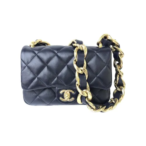 CHANEL 23P SS Овечья кожа Плечевая сумка Сумка через плечо Маленькая женская Темно-синий