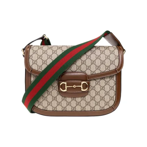 GUCCI Horsebit 1955 Холст с кожей Курьерская сумка Сумка через плечо Сумка на плечо Мужская