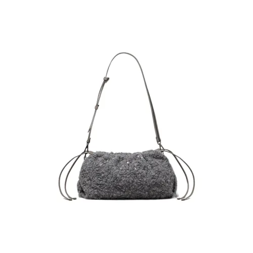 BRUNELLO CUCINELLI INITIAL Шерсть с полиамидом Сумка через плечо Стандартная Женская Средняя серая