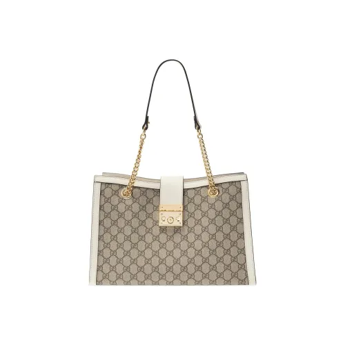 GUCCI Навесной замок Холст с кожей Сумка из холста Замок Сумка Тоут Сумка Сумка для покупок Через плечо Сумка сумка через плечо Женская