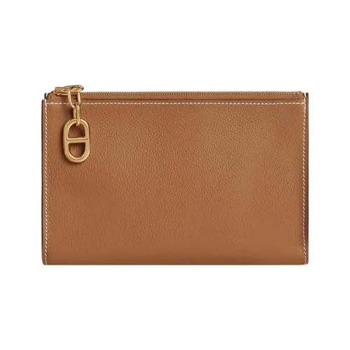 HERMES Zipengo Evercolor Телячья кожа Косметичка Маленькая Унисекс 37 Золотисто-коричневый