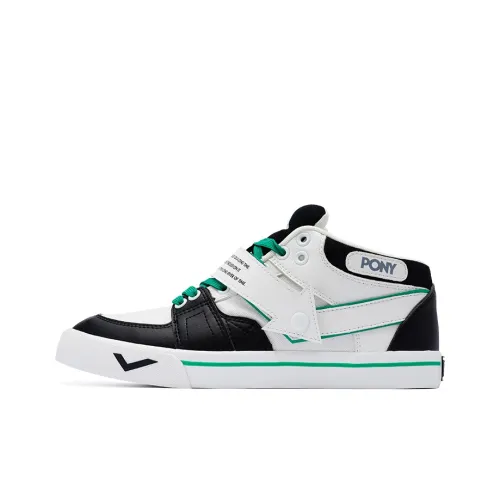 PONY Atop Slip-resistant Abrasion-resistant Low-top Skateboard Shoes Unisex Black White ПОНИ Atop Противоскользящие Устойчивые к истиранию Низкие Кеды для скейтбординга Унисекс Черный Белый