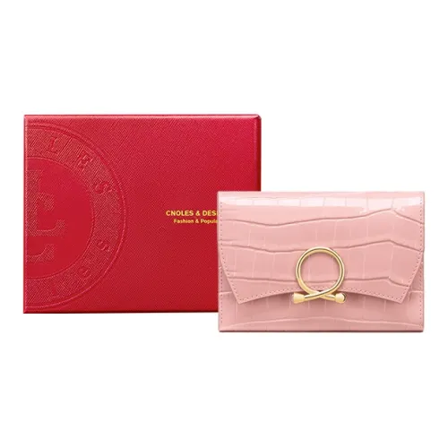 CNOLES Коровья кожа Трехсекционный кошелек клатч кошелек женский Glazed Пудра Glazed Черный