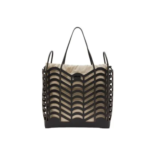 Chloe Льняная ткань Телячья кожа Тоут Сумка Сумка для покупок Сумка через плечо Женская Черная