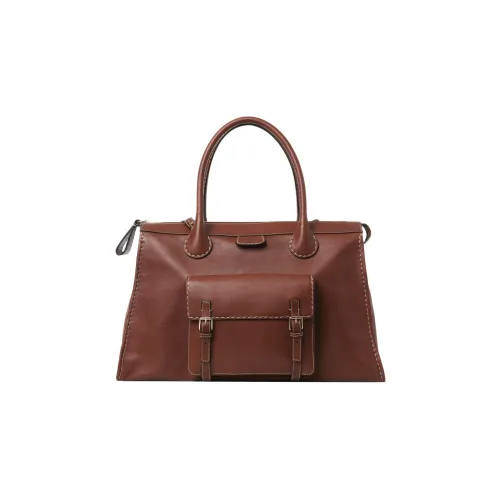 Chloe Edith Коровья кожа Сумка через плечо Сумка Extra Large Женская Коричневая