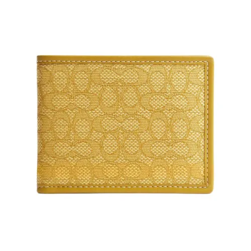 COACH Billfold Wallet Ткань с Телячьей Кожей Монетница Кошелек Мужской Желтый