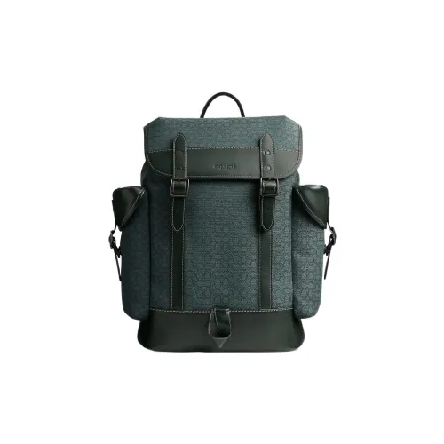 COACH Hitch Жаккард с утонченной телячьей кожей большой рюкзак мужской зеленый