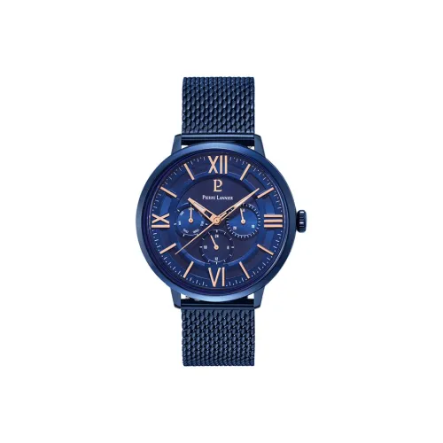 PierreLannier Наручные часы Кварцевый механизм Стальной ремешок Синий циферблат Мужские часы Клатч Подарочный набор 255F466