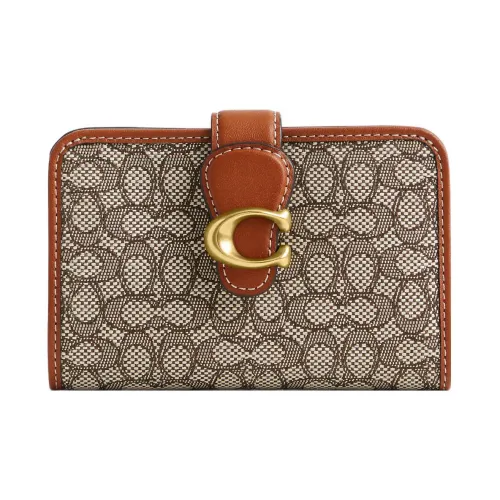 COACH Tabby Жаккард С кожаными вставками Мелочь Кошелек Кошелек Женские Серый Коричневый