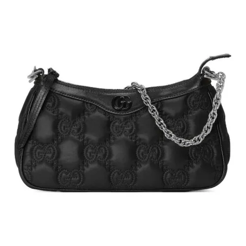 GUCCI GG Matelassé Кожа Маленькая Сумка Плечевая Сумка Сумка через плечо Женская Черная