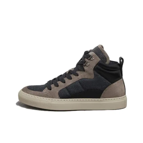 BRUNELLO CUCINELLI Скейтборд Кроссовки Высокие Черные Серые Цвет Женские