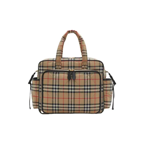 Burberry Пеленальная Сумка В Клетку Съемный Регулируемый Текстильный Ремень Двухсторонняя Застежка-молния Внешний Карман На Молнии Со Складным Ковриком Для Пеленания, 2 Внешних Объемных Кармана, Внутренний Карман На Молнии
