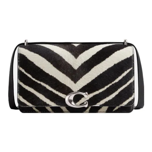 COACH Bandit Телячья кожа с дубленой кожей Перчаточная сумка-конверт сумка через плечо Женская Черно-белая