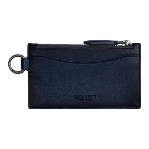 COACH Card Case Перчаточная дубленая кожа Кошелек для монет держатель для карт Мужской Темно-синий