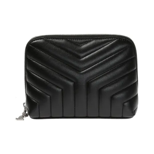 SAINT LAURENT LOULOU Sheepskin Переносной Косметичка Женская Черная