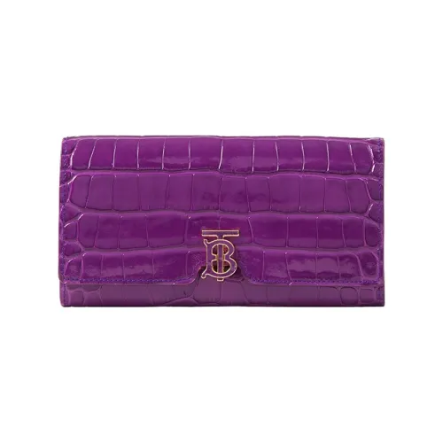 Burberry Крокодиловый узор Тисненый Телячья кожа Кошелек Женские Фиолетовый