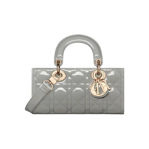 DIOR LADY D Радость Лакированная кожа Коровья кожа Сумка Lady Dior Сумка через плечо Сумка Маленькая Женская Серый