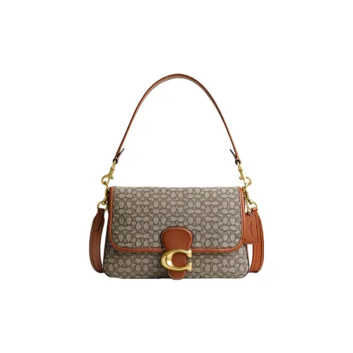 COACH Soft Tabby Кожа Седло Сумка Сумка Сумка через плечо Большая Женская Коричневая и Серая