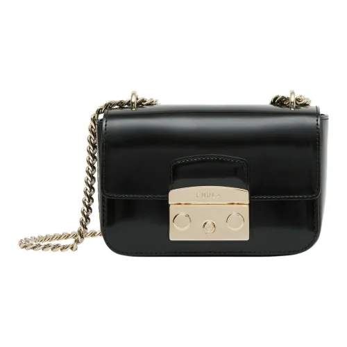 Furla Metropolis Collection Яркий Effect Телячья кожа Сумка через плечо Сумка на плечо Мини Женская Черная