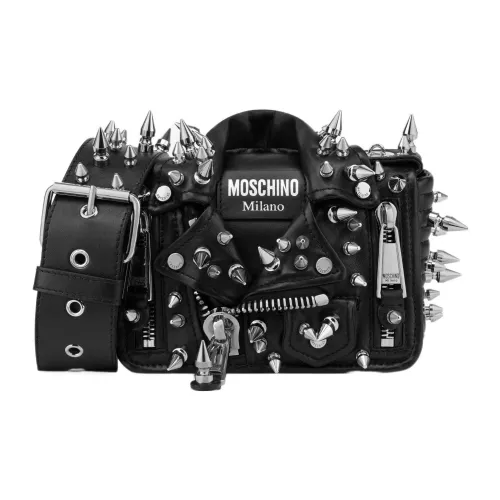 MOSCHINO Sheepskin Biker Bag Crossbody Bag Shoulder Bag Women's Black