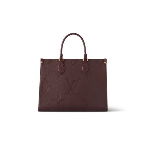 LOUIS VUITTON ONTHEGO Тисненая крупнозернистая кожа коровы джунгли сумка тоут сумка для покупок сумка среднего размера женская бордовый