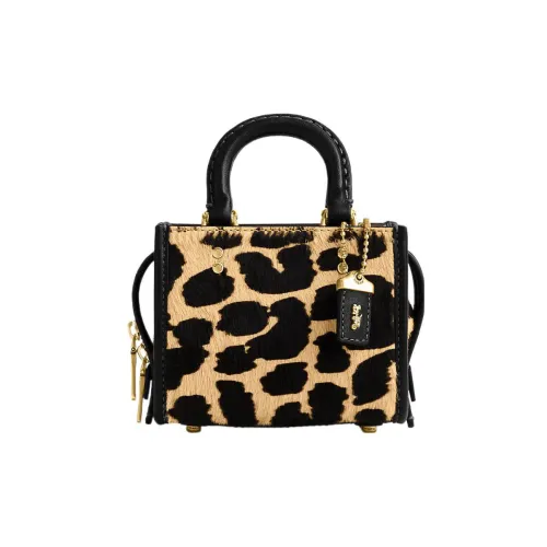 COACH Rogue Full Мех Телячья кожа Тоут Сумка Сумка для покупок Сумка через плечо Сумка Мини Женская Черная и Желтая