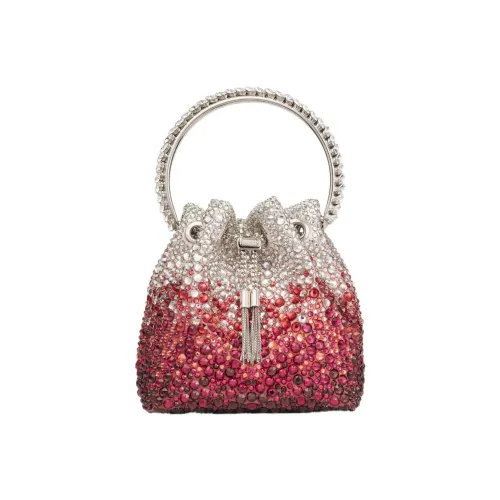 Jimmy Choo Сатиновая сумка-ведро сумка через плечо сумка Women's Silver Red