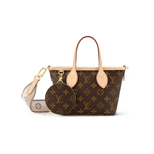 LOUIS VUITTON NEVERFULL Покрытый холст Сумка Тоут Сумка Сумка для покупок Сумка Маленькая Женская Коричневая