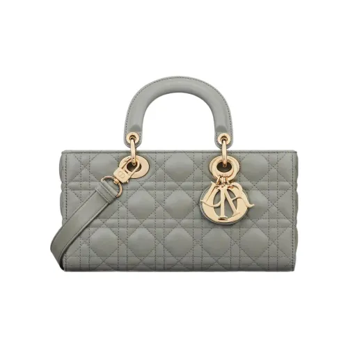 DIOR LADY D Joy Lambskin Сумка Lady Dior Сумка через плечо Сумка среднего размера Женская Серый