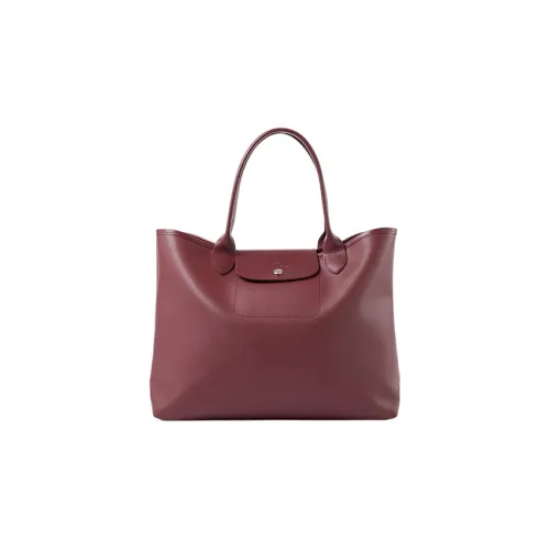 LONGCHAMP Le Pliage City Холст и Кожаная Сумка-тоут Сумка для покупок Сумка через плечо Сумка Большая Женская Темно-красная