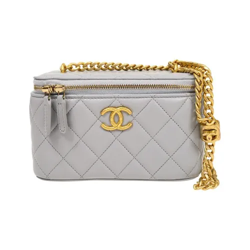 CHANEL Овчина Сумка для коробок Сумка для макияжа Сумка через плечо Женская Серого цвета