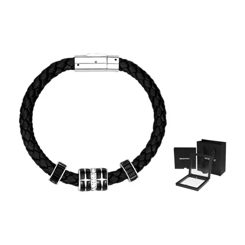 MAGICPOLE Титановый стальной браслет с шнурком Мужской Черный