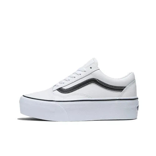 Vans Old Skool Collection Stackform Кожа Низкие Кроссовки для скейтбординга Женские Белые