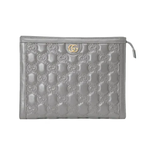 GUCCI GG Matelassé Кожа Туалетная сумка Клатч Маленький Унисекс Серый
