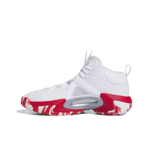 Adidas Exhibit Select Амортизаторы Shock Absorbers Противоскользящие Устойчивые к истиранию MID Топ Баскетбольные кроссовки Унисекс Белый и красный